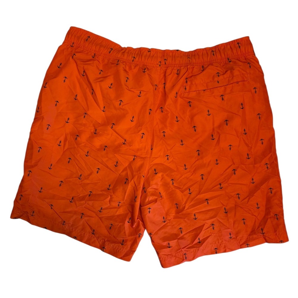 Nautica Mens Orange Anchor Print Swim Trunks Mesh Lined Board Shorts XL - Picture 2 of 5